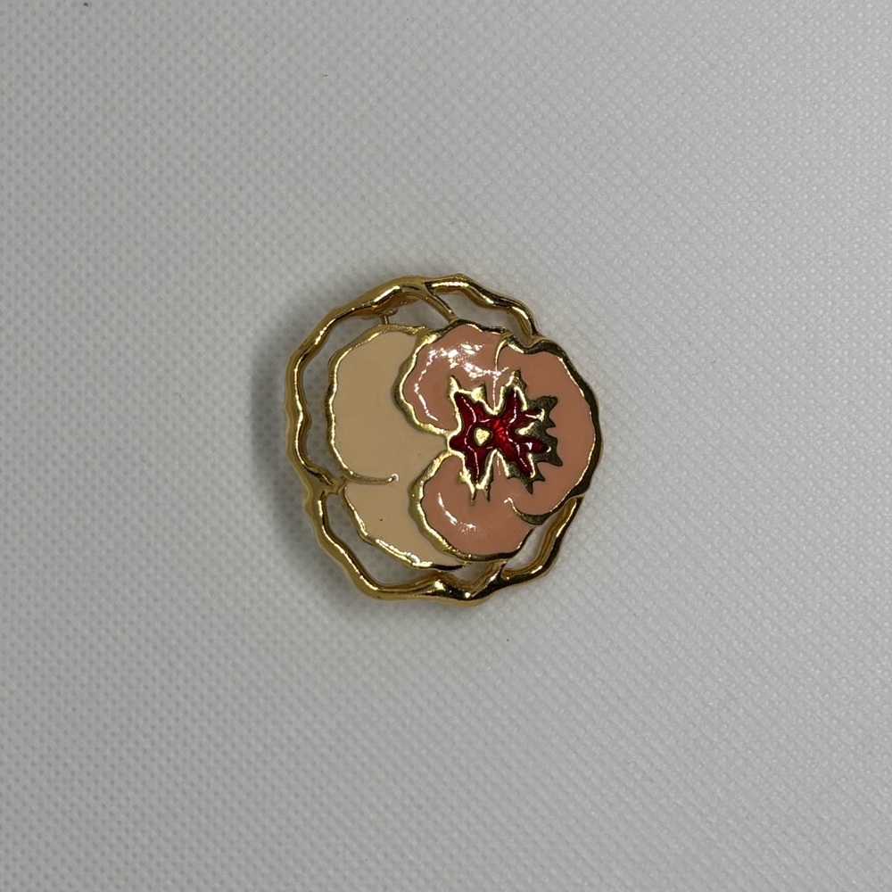 Vintage Avon Gold Tone Enameled Pansy Brooch